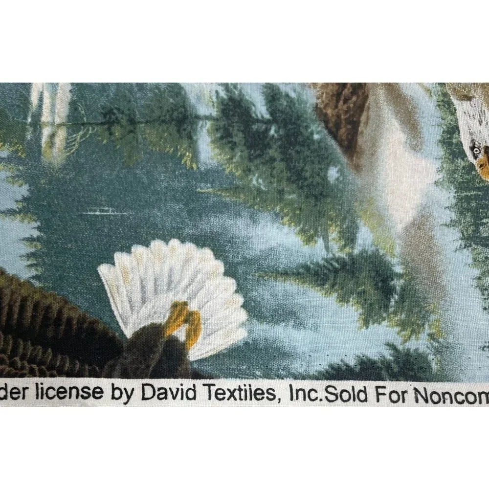 Eagles Soaring Along the Shore Print Pure Cotton Fabric 42